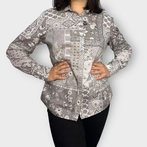 Van Laack Western Paisley & Checked Button Down Blouse